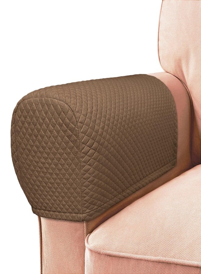 Roytub Couch Arm Covers, Sofa Arm Covers, Stretch Armrest Cover for Sofas, Armchair, Loveseat, Recliner, Sofa armrest Cover, Arm Chair Covers Set of 2 (Medium, Coffee) - Image 1